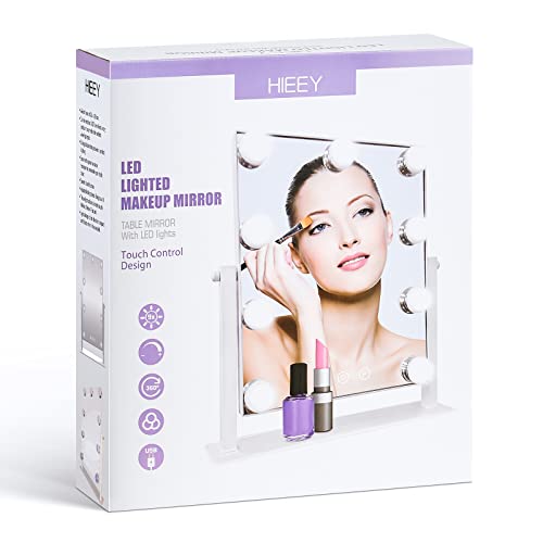 Espejo de maquillaje HIEEY con luces y 9 bombillas miniatura 6
