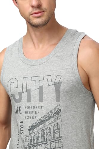 Image of Van Heusen Men's Cotton Regular Fit Sport Graphic Print Vest - Super Soft, Sleeveless,