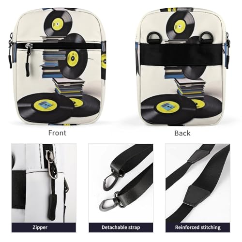 Personalized Small Crossbody Bag Water Resistant Messenger Bags Mini Vinyl Records And Tapes Printing SlingBag For Men Women3