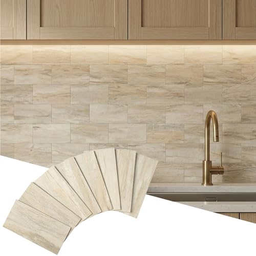 Yipscazo 2026 New Upgrade Peel and Stick backsplash 3 x 6 Inches, Backsplash Tile Peel and Stick Tile for Kitchen, Bathroom, Laundry Room, Fireplace(Sandy Rocks, 160 Pieces)