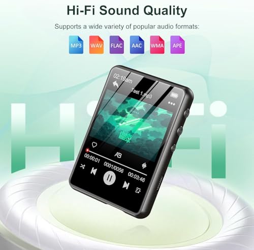 Image of 128GB MP3 Player with Bluetooth 5.4, 2.4 inch Portable HiFi Music Player with FM Radio /HD Speaker /E-Book /Photo /Video /Alarm Clock, Digital Music Player Earphones Included