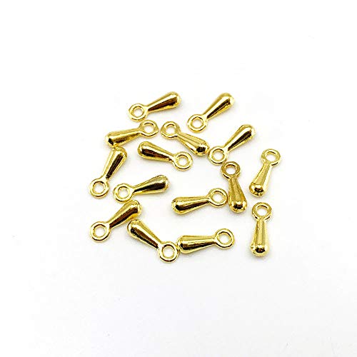 200pcs/ lot 2 * 7mm Copper Water Drop End Beads for DIY Extender Chain Pendant Jewelry Making Findings Necklace Making Accessories (Gold, 2mm*7mm(200pcs))