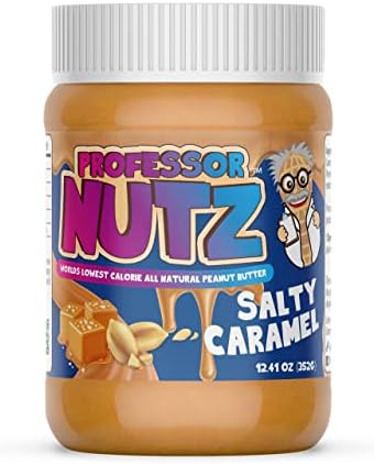 Professor Nutz Organic Peanut Butter- Low Calorie, Nut Butter, Natural Peanut Butter, Natural Fiber, Healthy Peanuts, Great source of Protein, 30 Essential Vitamins - 12.41 Oz, 1 Pack Original (Salty Caramel, Pack of 1)