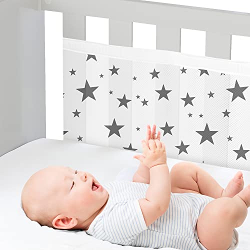 WYSWYG® Lot de 2 bordures de lit de bébé respirantes pour la sécurité et le confort, de qualité supérieure, 70 x 140 cm, tour de lit d'enfant,...