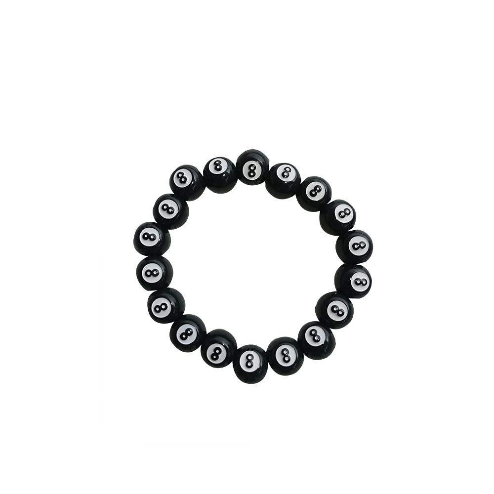 Billiard 8 Ball Choker Necklace Black # 8 Lucky Vintage Statement Y2K Goth Punk Cool Indie Creative Necklace Bracelet for Women Men (Style2 Bracelet)