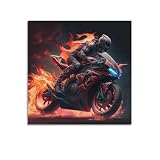 JTLFXY Poster de sports extrêmes sur toile représentant une moto rouge nocturne, affiche et image d'art décorative moderne pour chambre à coucher (30 x 30 cm)