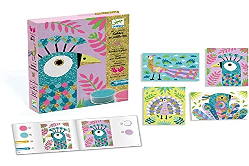 Djeco DJ08663 Juego creativo de imágenes de arena con pájaros y arena brillante, multicolor , color/modelo surtido, 6 años + 2 41yTalO5fIL