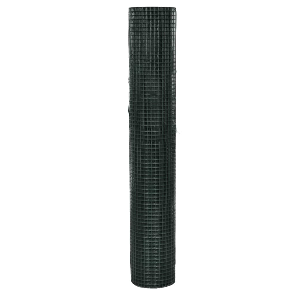 vidaXL Alambrada gallinero galvanizada Recubrimiento PVC Verde 25x1 m, Cerca de Alambre, alambrada metálica, Rollo de Alambre de Malla