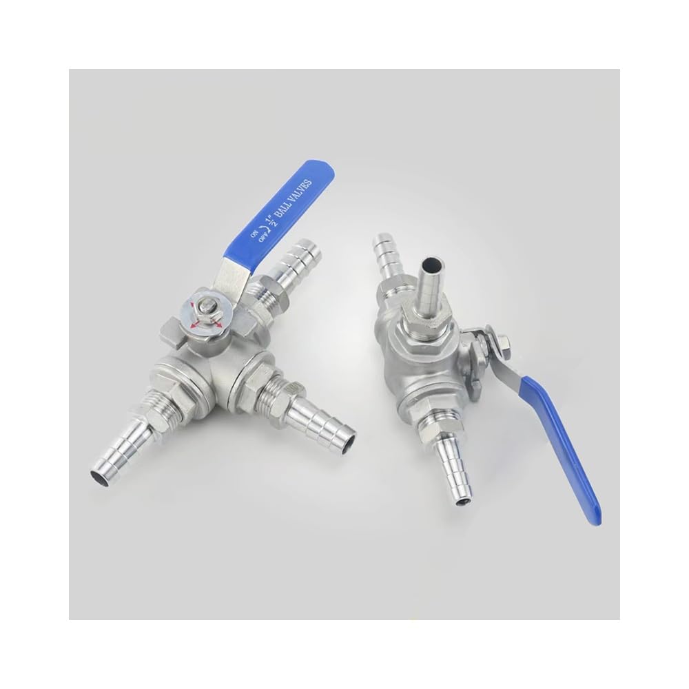 Three Way Drain Ball Valve, 304 Stainless Steel Hose Barb, 6/8/10/12/13/14/15/16/18/19/20mm OD, 1PC(T-Port,13mm)