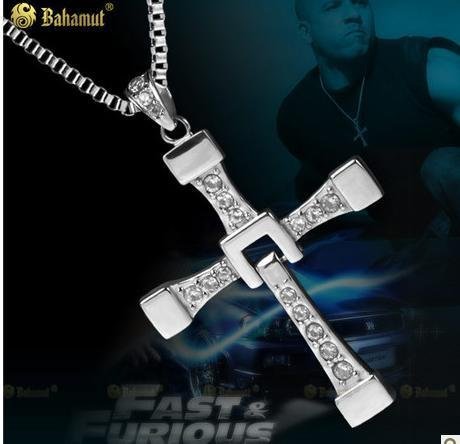Big size Fast and Furious 6 Dominic Toretto's Cross Necklace Pendant Vin Diesel Titanium Steel Necklace Mens Jewelry