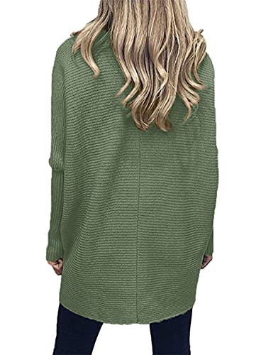 Anrabess Women Turtleneck Loose Fitting Oversized Casual Cozy Tunic Sweater Green Pullover Top A87Huilv-S #TOP4