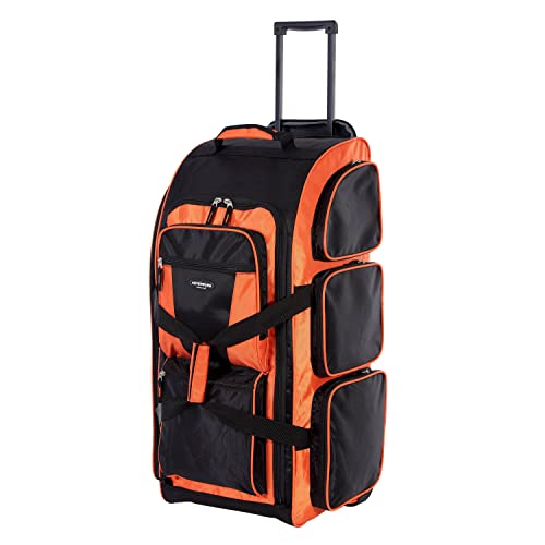 Image of Travelers Club Xpedition 30 Inch Multi-Pocket Upright Rolling Duffel Bag, Bright Orange, 30 inch Suitcase, Xpedition 30 Inch Multi-pocket Upright Rolling Duffel Bag