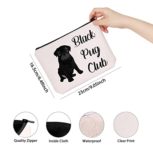 TSOTMO Pug Lover Gift Zipper Pouch Makeup Bag - Black Pug Club Puppy Love2