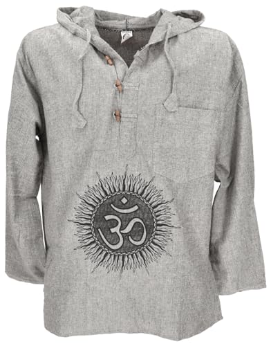 GURU SHOP Yoga Hemd, Goa Hemd Om, Sweatshirt - Grau, Herren,...