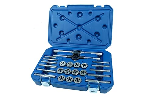 Image of Century Drill & Tool 98904 Fractional Tap & Die Set, 24 Piece | external thread cutting, thread restoration