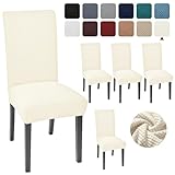 Dining Chair Covers Set of 4 Chair Seat Cover for Dining Room Kitchen, Parsons Chair Covers Dining Chair Slipcover (Cream, 4)