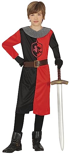 FIESTAS GUIRCA Déguisement Chevalier Médiéval Rouge pour Garçon - Déguisement Guerrier pour Enfant 10-12 ans