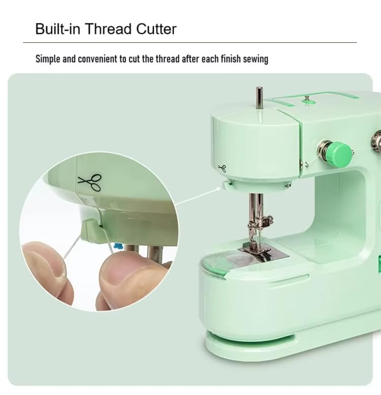 Image of Sewing Machine with Extension Table & Foot Pedal | Portable Electric Mini Silai Machine for Home Use | 2 Speed, Dual Power (AC /DC) | Beginners & DIY Stitching Machine