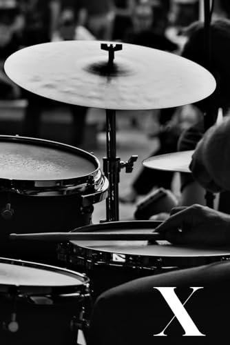 X: Drums Percussion Themed Monogram Letter "X" Initial Notebook / Journal / Diary with Blank Lined Pages for Writing Notes | Unique Personalized Gift ... Band Members, Music Artists, and Musicians image 2