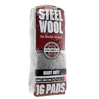 Steel Wool, 16 pad, Extra Coarse Grade #4, Rhodes American, Heavy Duty Steel Wool
