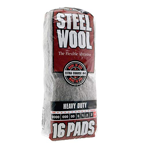 Image of Homax 33873161073 Steel Wool, 16 pad, Extra Coarse Grade #4, Rhodes American, Heavy Duty Steel Wool (Packaging May Vary)