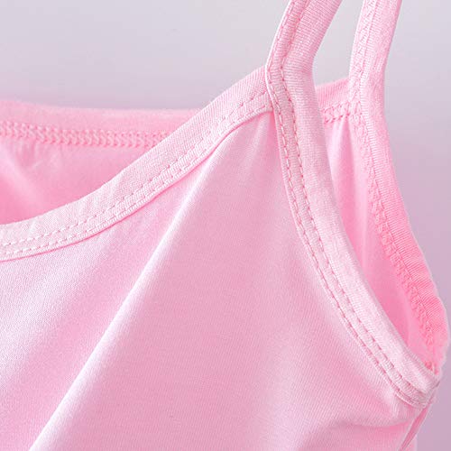 Anktry 2-8 Years Little Girls Solid Colors Soft Camisole Undershirts 4 Pack Kids Comfort Breathable Tank Tops, Pink + White + Black + Grey, 6-7 Years #TOP4