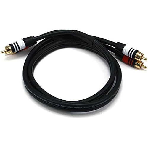 Monoprice Premium Two-Channel Audio Cable - 3 Feet - Black | 2 RCA Plug to 2 RCA Plug 22AWG, Male to Male