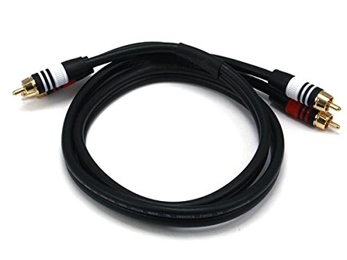 Monoprice Premium Two-Channel Audio Cable - 3 Feet - Black | 2 RCA Plug to 2 RCA Plug 22AWG, Male to Male by Monoprice - Used condition - US$8.29