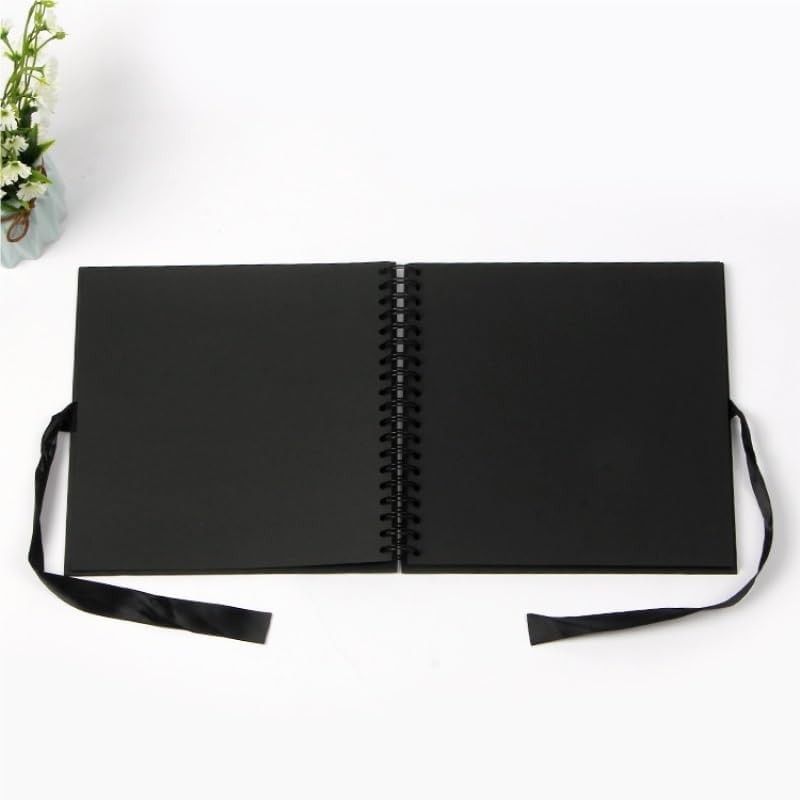 Travel Growth Commemorative Book ﻿ Black Cardboard DIY Coil Album Handmade Creative Painting Scrapbook Album Applicable to photos, receipts, star cards, etc