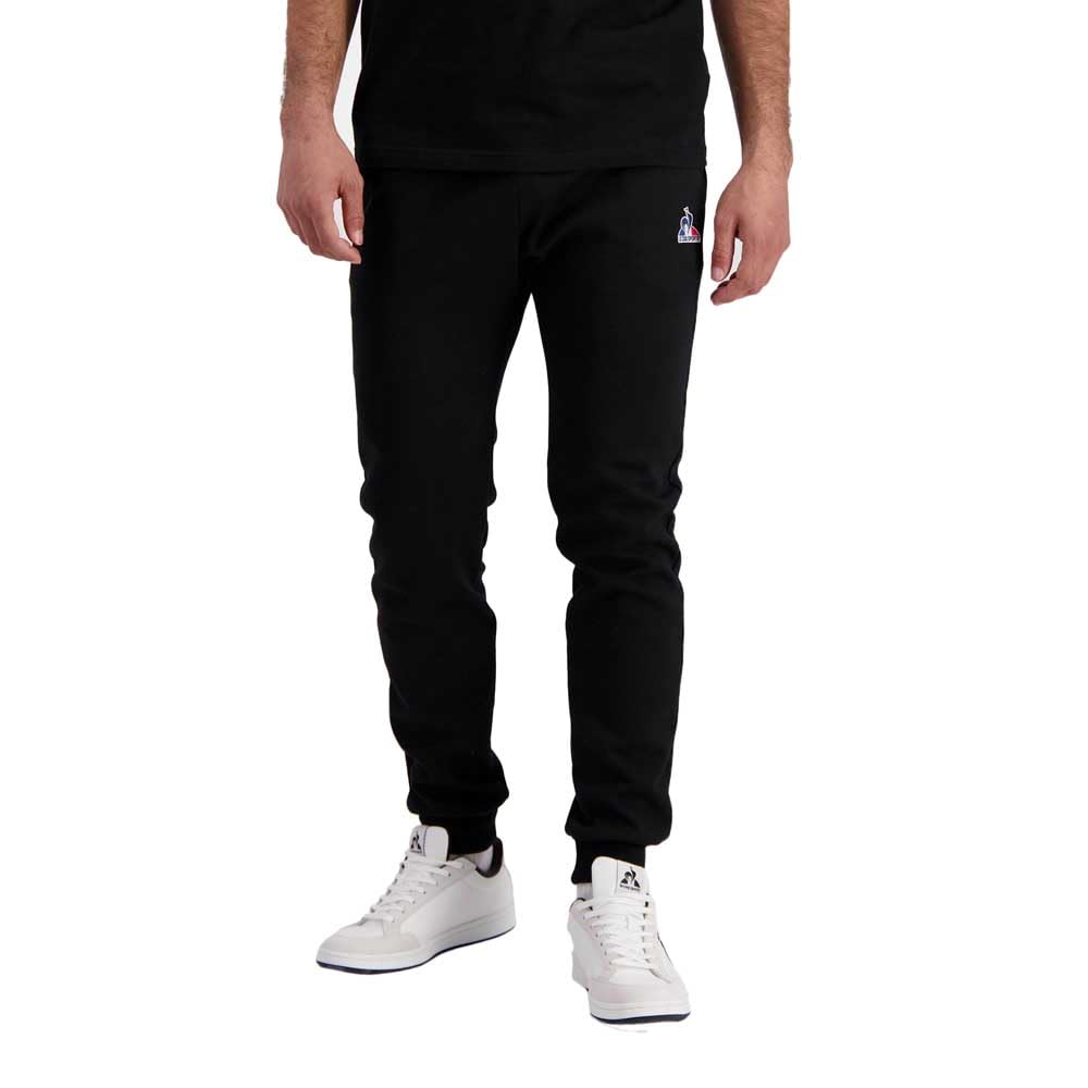 Le Coq Sportif - ESS Pant Slim N°2 - Pantalon Homme Double Face 300gr Coton Polyester - Ceinture Élastiquée Cordon Serrage - 2 Poches Italiennes - Taille XS - Noir