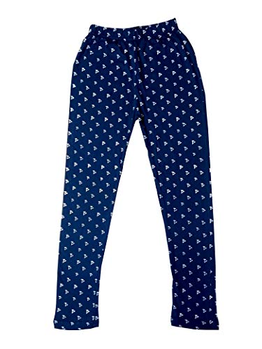 Image of IndiWeaves Girls Cotton Printed Leggings Slim Fit Cotton Stretchable Leggings [Pack of 3] Peach2, Navy Blue, Sea Green