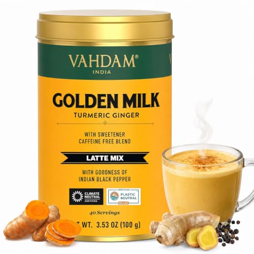 VAHDAM Golden Milk Powder(3.53oz|40 Cup)Turmeric Ginger Latte with Curcumin