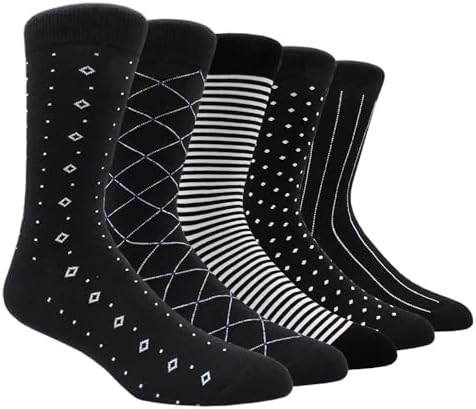 TOEJYJ Mens Fun Dress Socks, Pattern Funny Casual Socks Pack, Col...