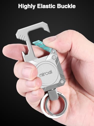 Image of Miroddi Keychain Tracker, Men's Key Chain Works with Find My(iOS Only), Heavy Duty Keychain Carabiner Bottle Opener, Car Key Chains with Finder, Anti-lost Keyrings Tracker, Rechargeable, Silver