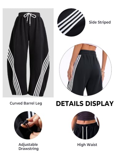 Image of EMMIOL Women's Y2K Baggy Barrel Striped Sweatpants High Waisted Wide Leg