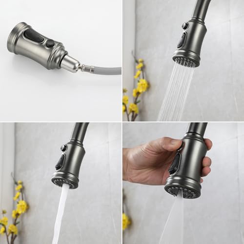 Grifo gris con sensor para cocinas modernas con indicador visual de temperatura integrado 5