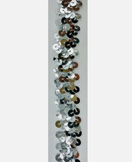 Generic 1 Pcs 3/4"" Silver (2 Row) Zig Zag Stretch Sequin Trim for Decorative 12 Yards - Rk8