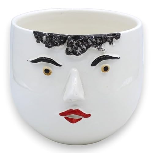 SICILIA BEDDA CAPACI Cachepot Faccina, Vaso per piante o porta cialde/capsule, in pregiata ceramica, Ø 33 cm ca. con opzione uomo o donna (1pz) - Man