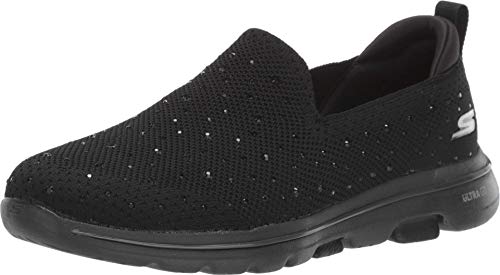 Skechers Go Walk 5-Limelight, Zapatillas sin Cordones, Negro (Black Textile/Trim BBK), 35 EU