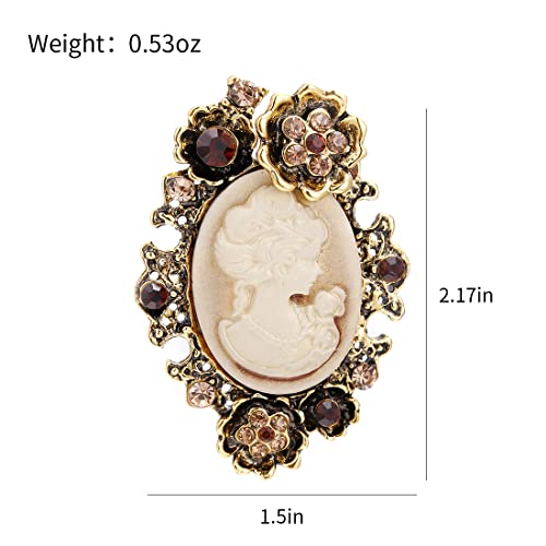 Image of lureme Vintage Elegant Victorian Lady Beauty Cameo with Crystal Brooch Pin (br000017)