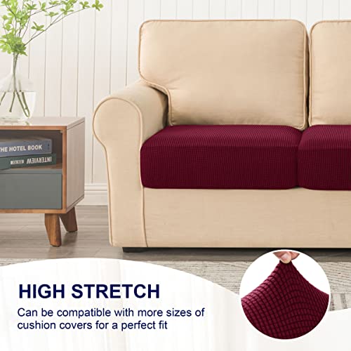 Subrtex Stretch Cushion Covers Couch Cushion Slipcovers Rv Seat Covers Chair Loveseat Sofa Cushion Protector Spandex Elastic Furniture Protector For Seat (2 Packs, Wine) #TOP4