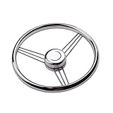 Stainless Steel Boat Steering Wheel 9 Spoke 13-1/2' Dia, with S.S Center cap for Seastar and Verado