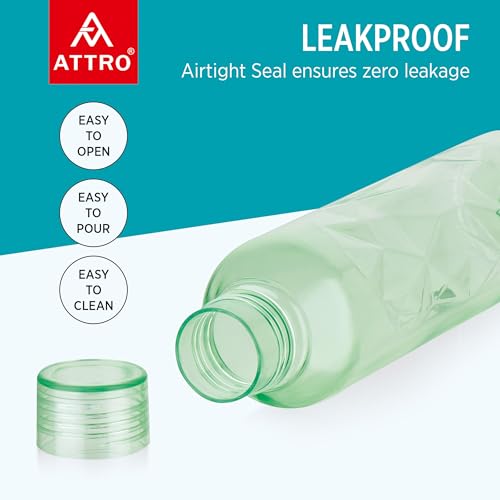 Image of ATTRO Elite 1000ml Plastic Water Bottle BPA Free Leakproof Fridge Safe for Daily Hydration Set of 3 Assorted