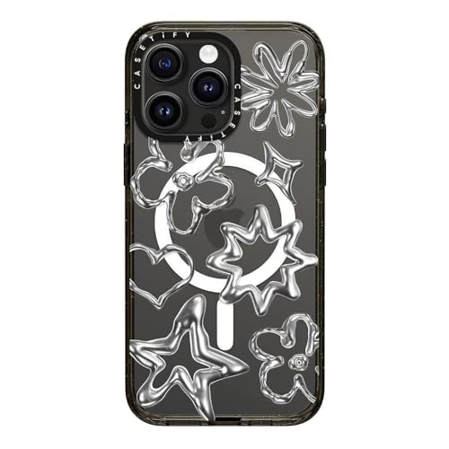 CASETiFY Impact iPhone 15 Pro Max Case [4X Military Grade Drop Tested / 8.2ft Drop Protection/Compatible with Magsafe] - Stars Prints - Chrome Doodles - Clear Black by CASETiFY - Image 4