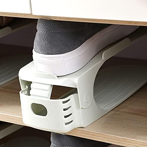 AMOS Shoe Slot - [Pack of 10] Adjustable Space Saver, Non-Slip Grip, Black Shelf Storage Organiser for All Shoe Styles | Shoes Holder & Organisers (Black)