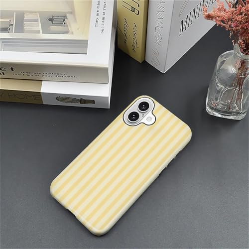 Wqwaxxc Compatible with iPhone 16 Case,Glossy 2-in-1 Sleek All-Inclusive Dual-Layer Material Soft TPU + PC Back for Yellow Stripes Vertical Lines - image 4