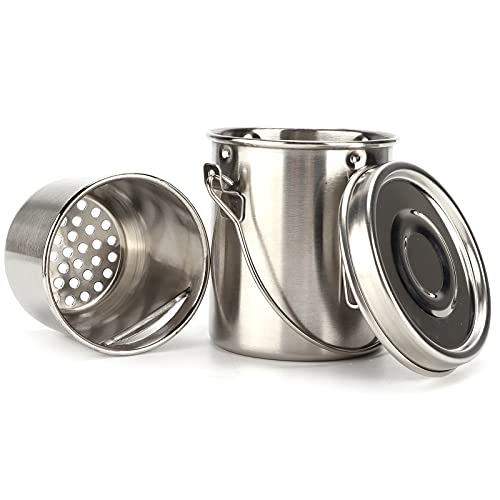 Seau de Lavage de Pinceaux – Fourniture de Peinture en Acier Inoxydable avec Filtre – Facile à Transporter et – Idéal pour les étudiants en Art, les Peintres et Artistes