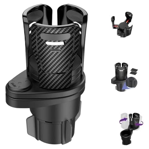 All Purpose Car Cup Holder and Organizer,2 in 1 Car Cup Holder Expander Adapter,Multifunctional Car Cup Holder with 360 Rotating Adjustable,Cup Holder Expander for Car Cover