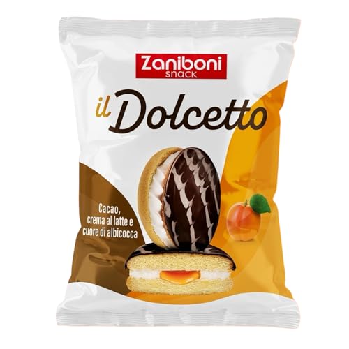 Zaniboni Snack Il Dolcetto Biscotti con Crema al latte Cuore di Albicocca e Copertura al Cioccolato Espositore da 24 Biscotti Monoporzione da 27,3 gr