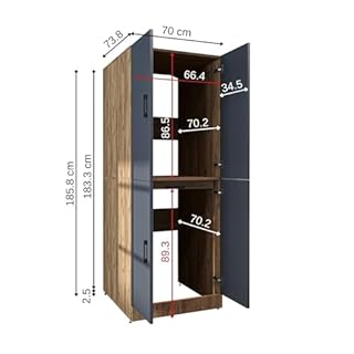 ROOMART Armoire de salle de bain Dora pour sèche-linge et machine à laver, en 4 couleurs, avec portes et plateau coulissant (Chêne anthracite)